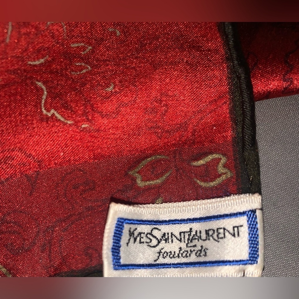 Yves Saint Laurent Large Red Scarf 42” X 42” - Picture 4 of 6